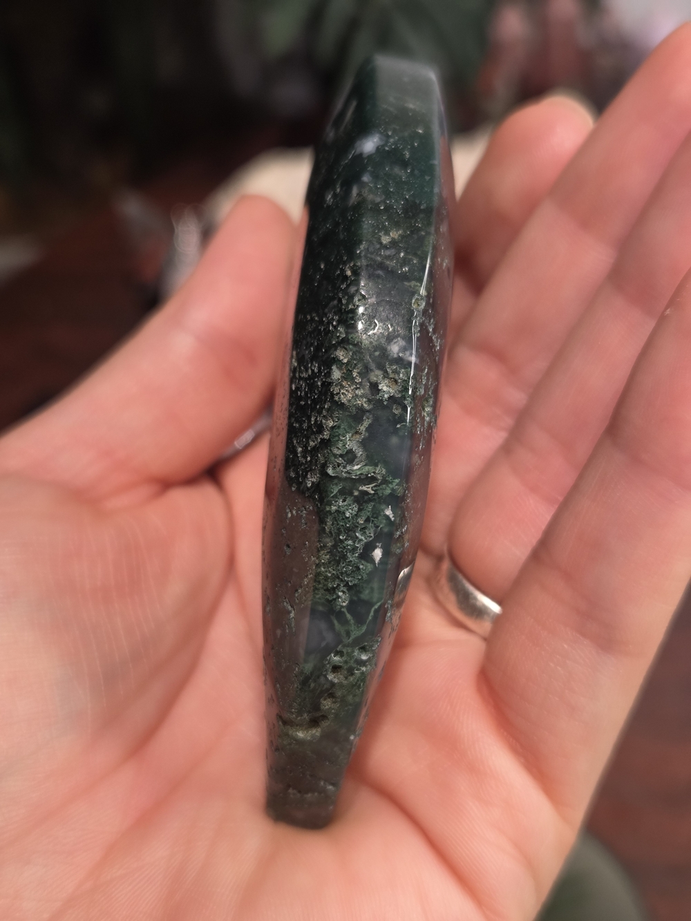 Moss Agate Crescent Moon - Picture 9 of 16